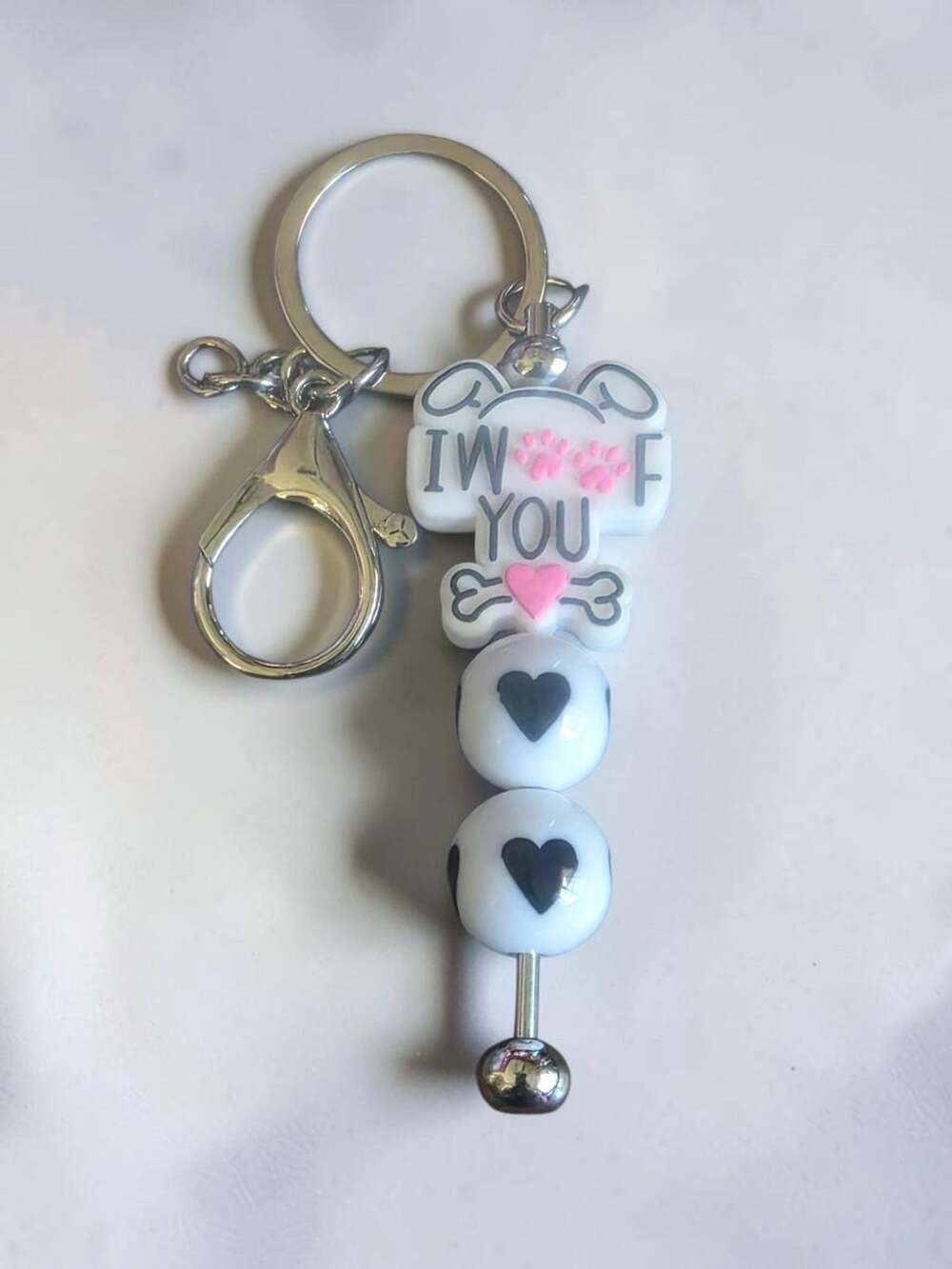 I Woof You Silicone Beaded Keychain Dog Lover Accessory